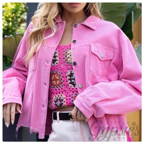 POL PLUS Basic Vintage PINK Corduroy Jacket - Picture 3 of 11